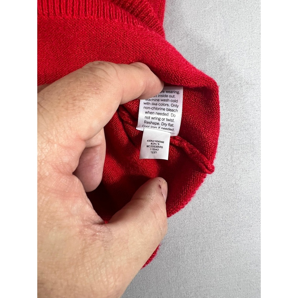 Croft & Barrow Womens Red V-Neck Button Front Long Sleeve Knit Cardigan Size S - Picture 10 of 11